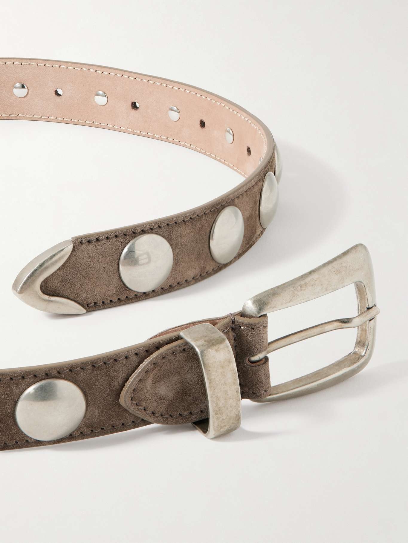 KHAITE Benny studded suede belt | REVERSIBLE