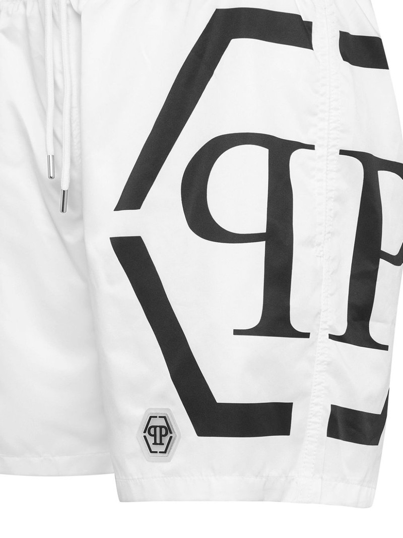 PHILIPP PLEIN logo-print swim shorts outlook