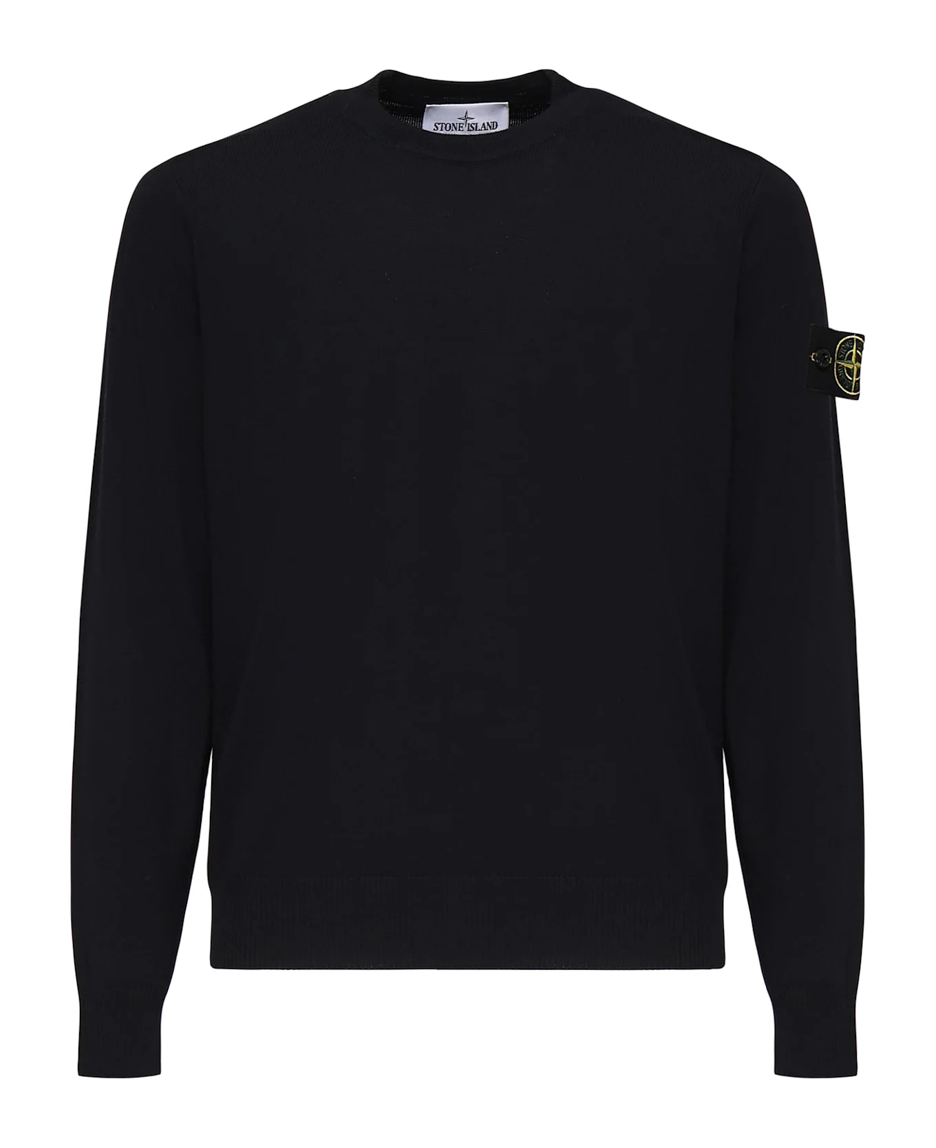 Crewneck Sweater With Raised Stitching - 1