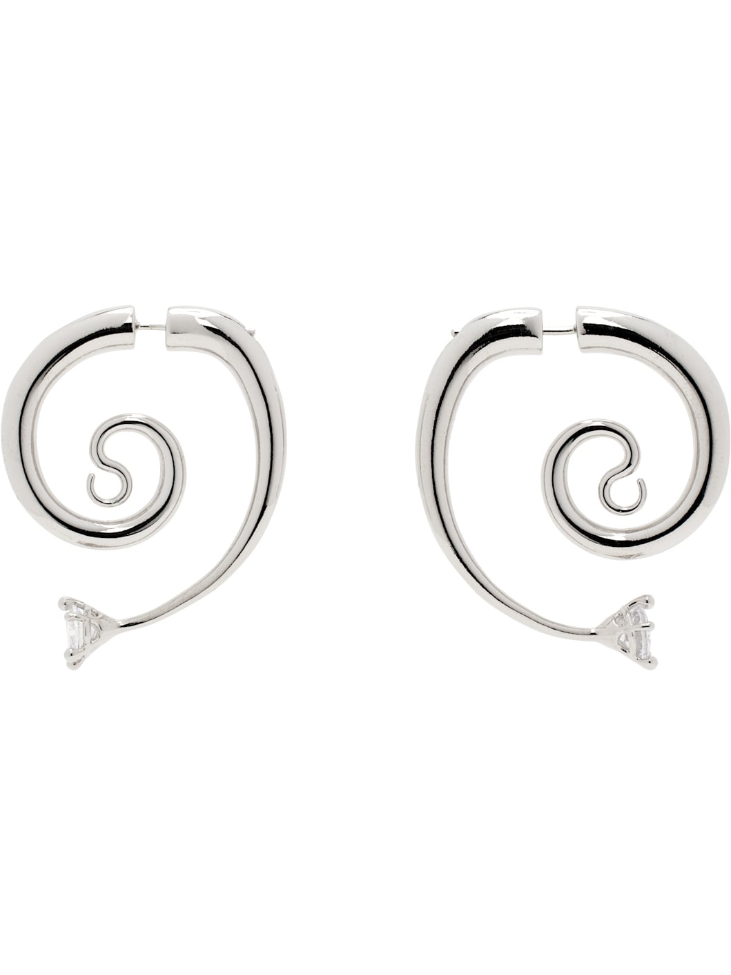 Silver Diamanti Serpent Earrings - 1