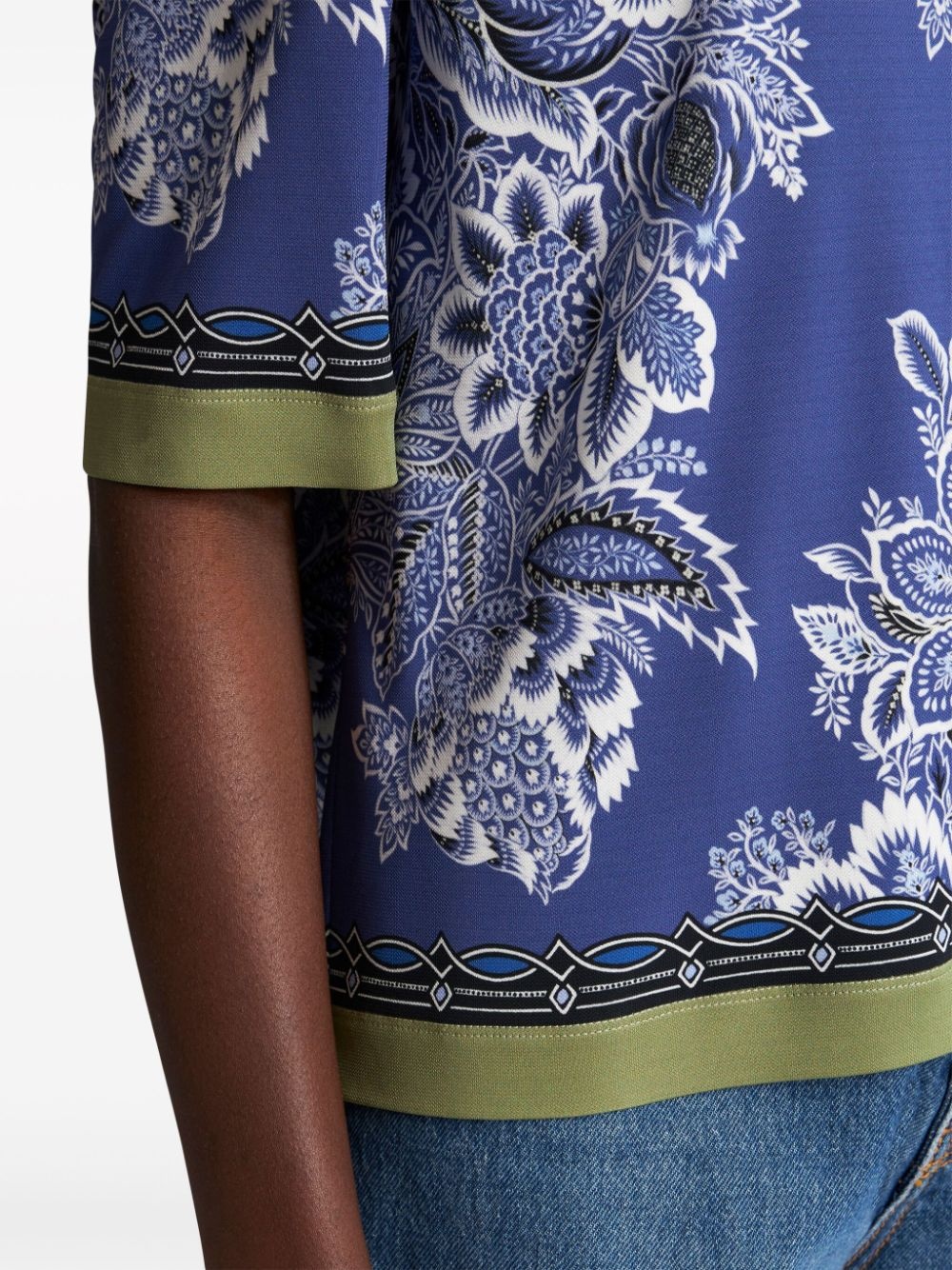 floral-print contrasting-trim blouse - 5