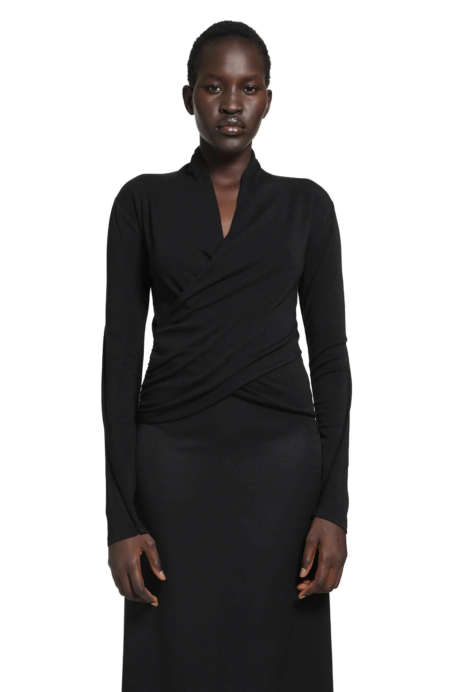 Stretch Cotton Modal Wrap Top - 1
