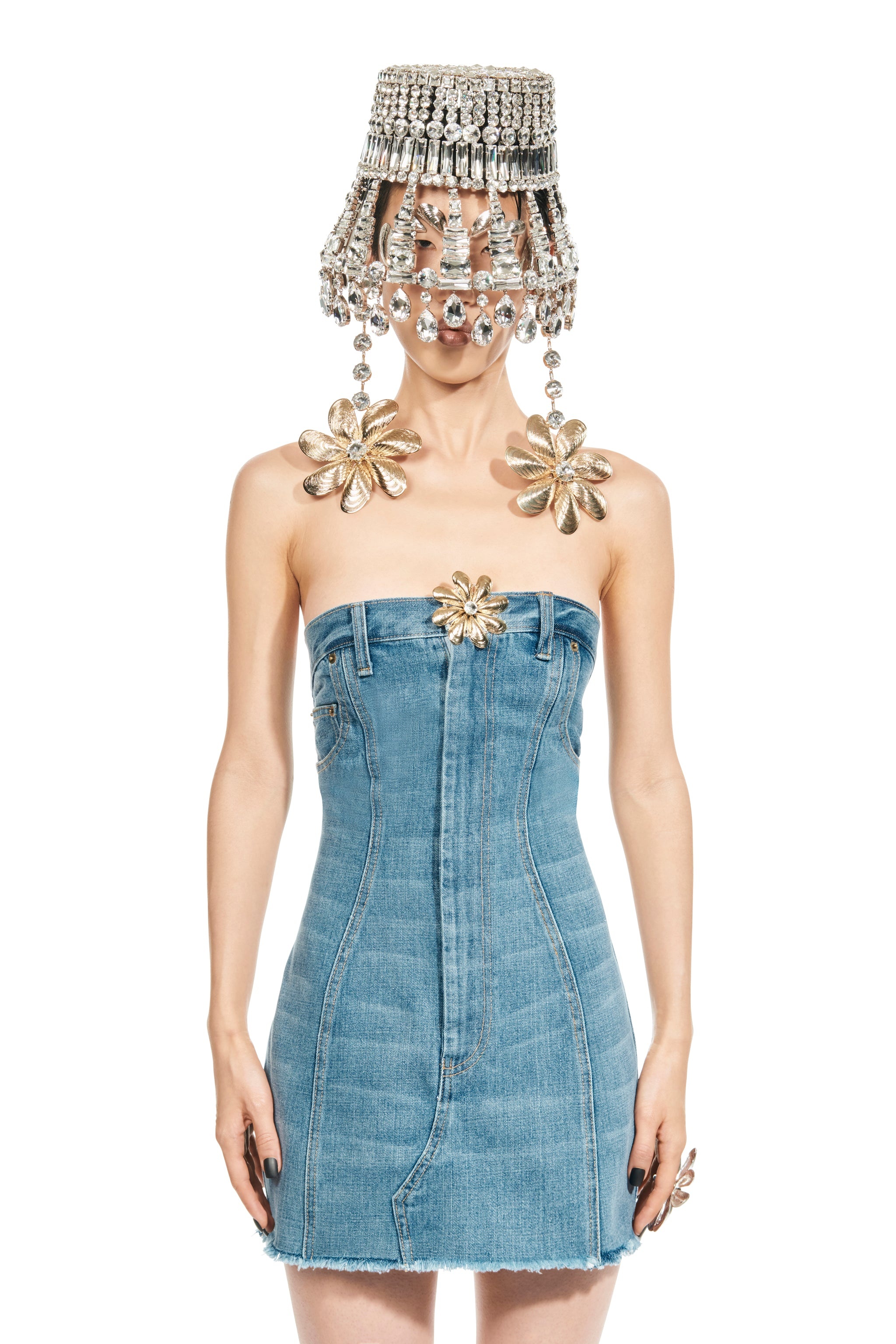 MUSSEL FLOWER STRAPLESS MINI DRESS - 3