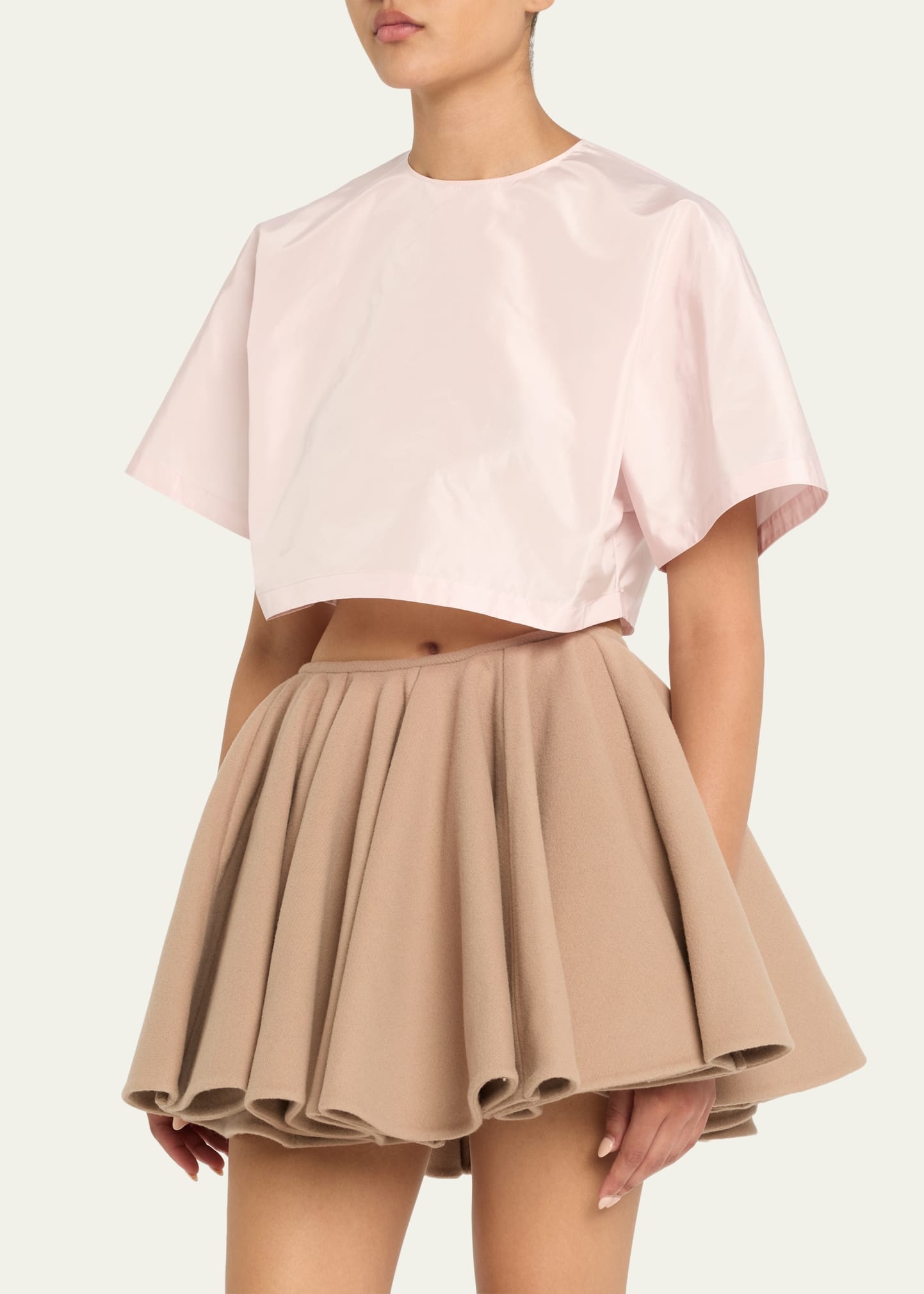 Cropped Silk Taffeta T-Shirt - 4