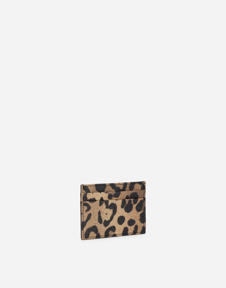 Leopard-print Crespo card holder with branded plate - 2