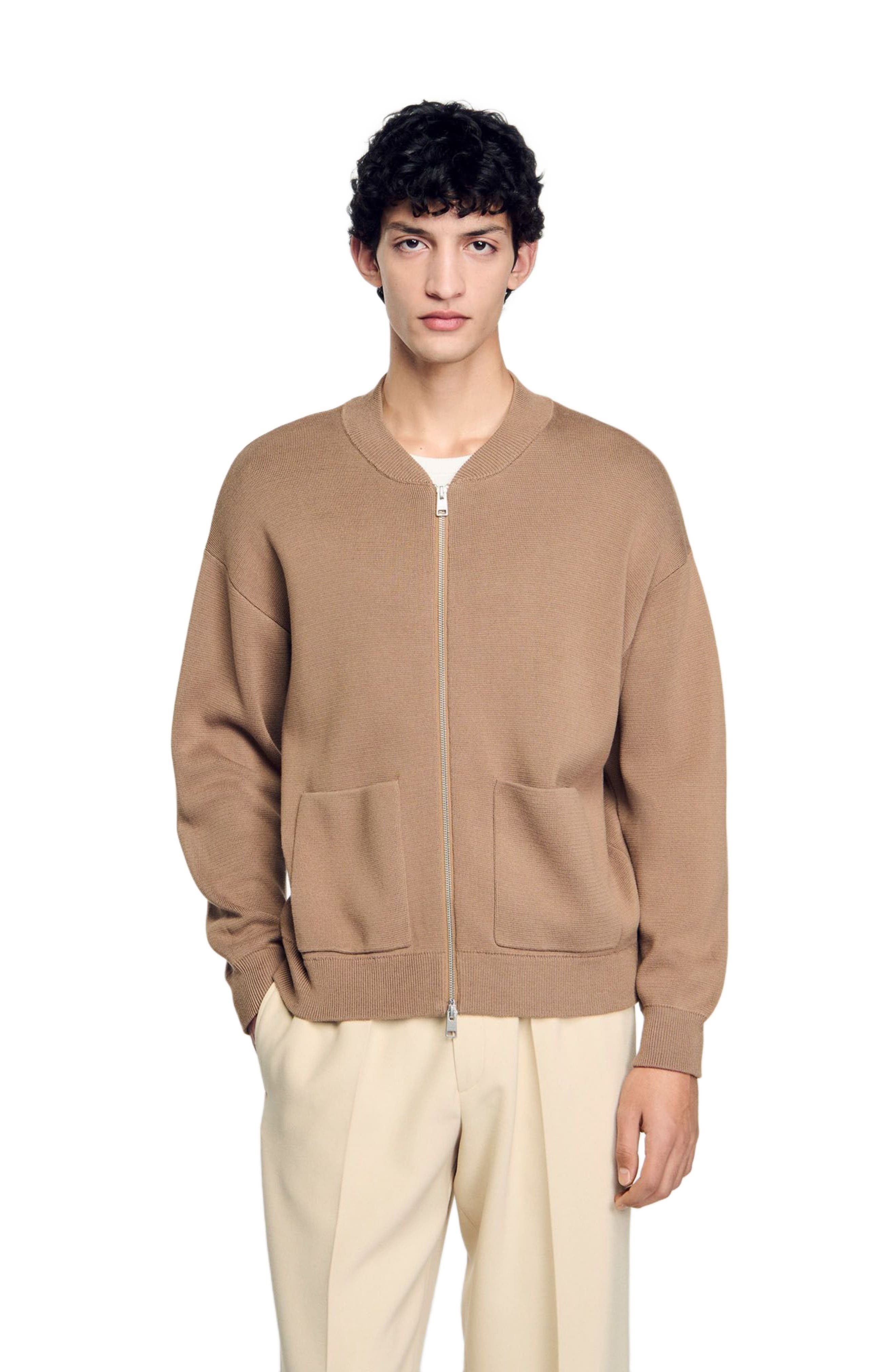 SANDRO Knit jacket in Dark Sand at Nordstrom - 3