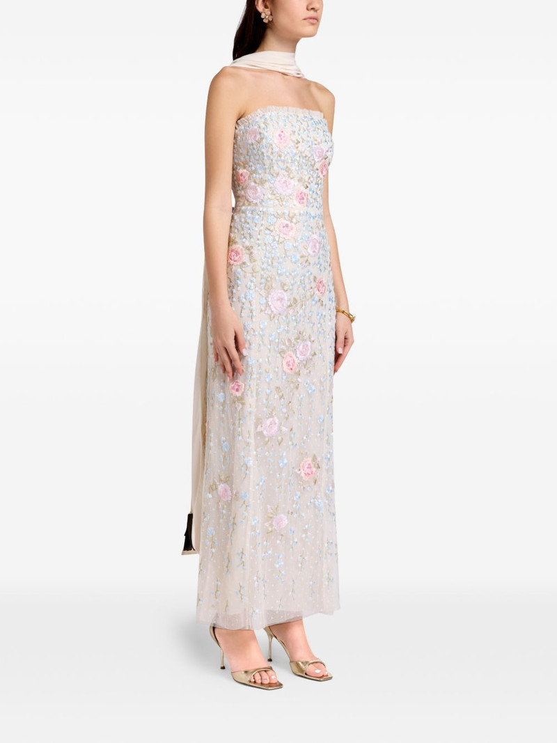 Needle & Thread floral-embellished strapless midi dress outlook