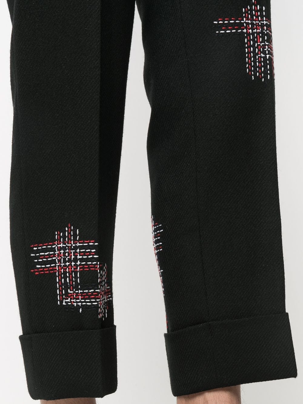 cropped exposed stitching trousers - 5