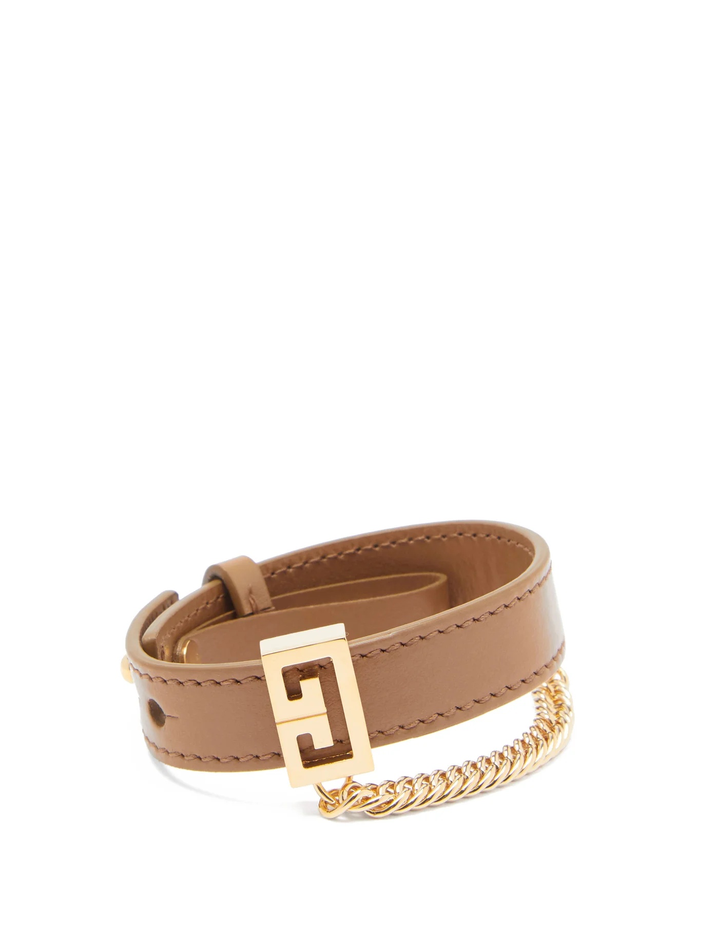 GV3 chain-embellished leather bracelet - 1