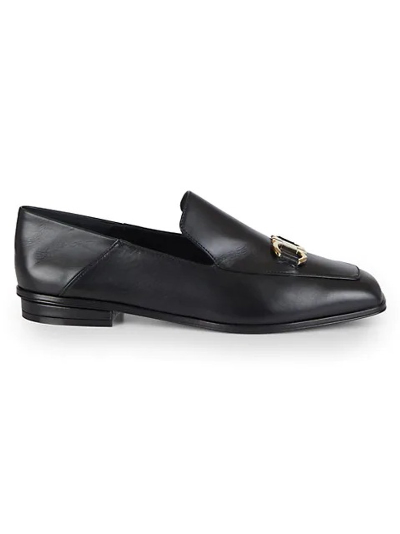 square-toe leather loafers - 1