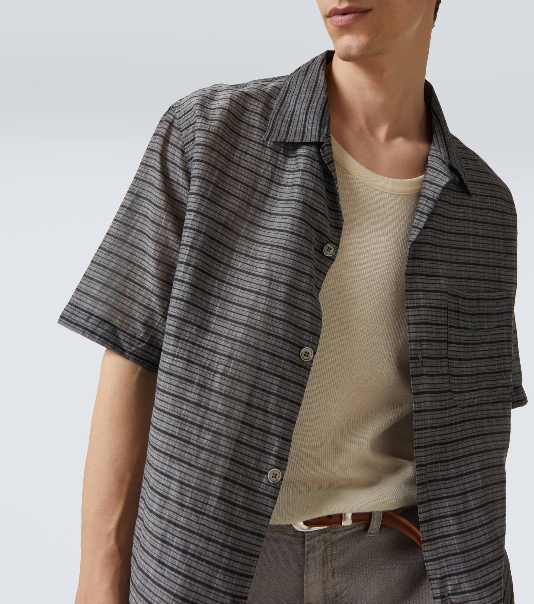 Heusen checked cotton and silk bowling shirt - 5