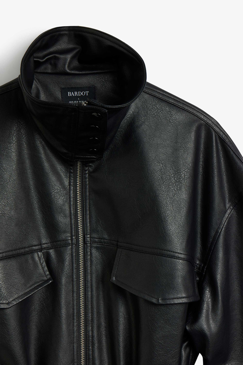 Anja Vegan Leather Jacket In Black 7