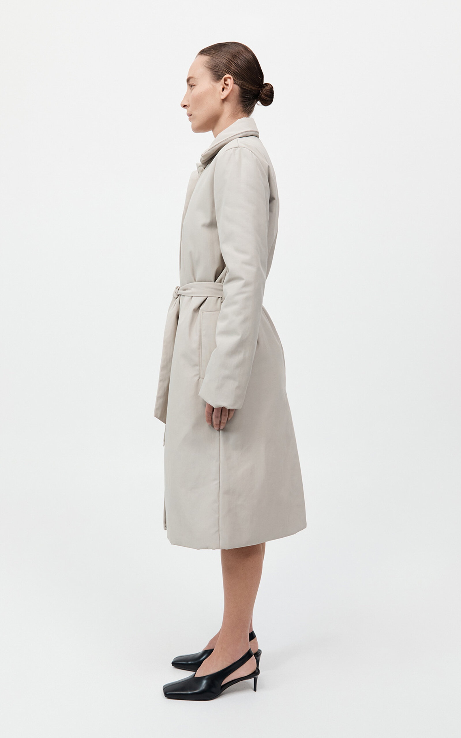 Padded Nylon-Cotton Coat off-white - 4