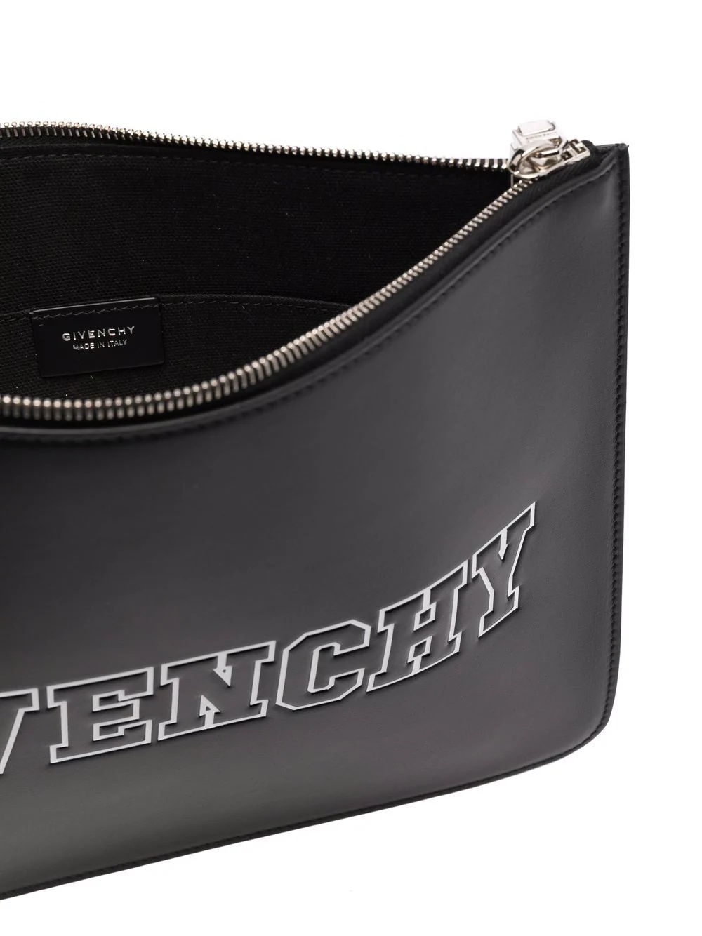 embossed-logo leather clutch - 5