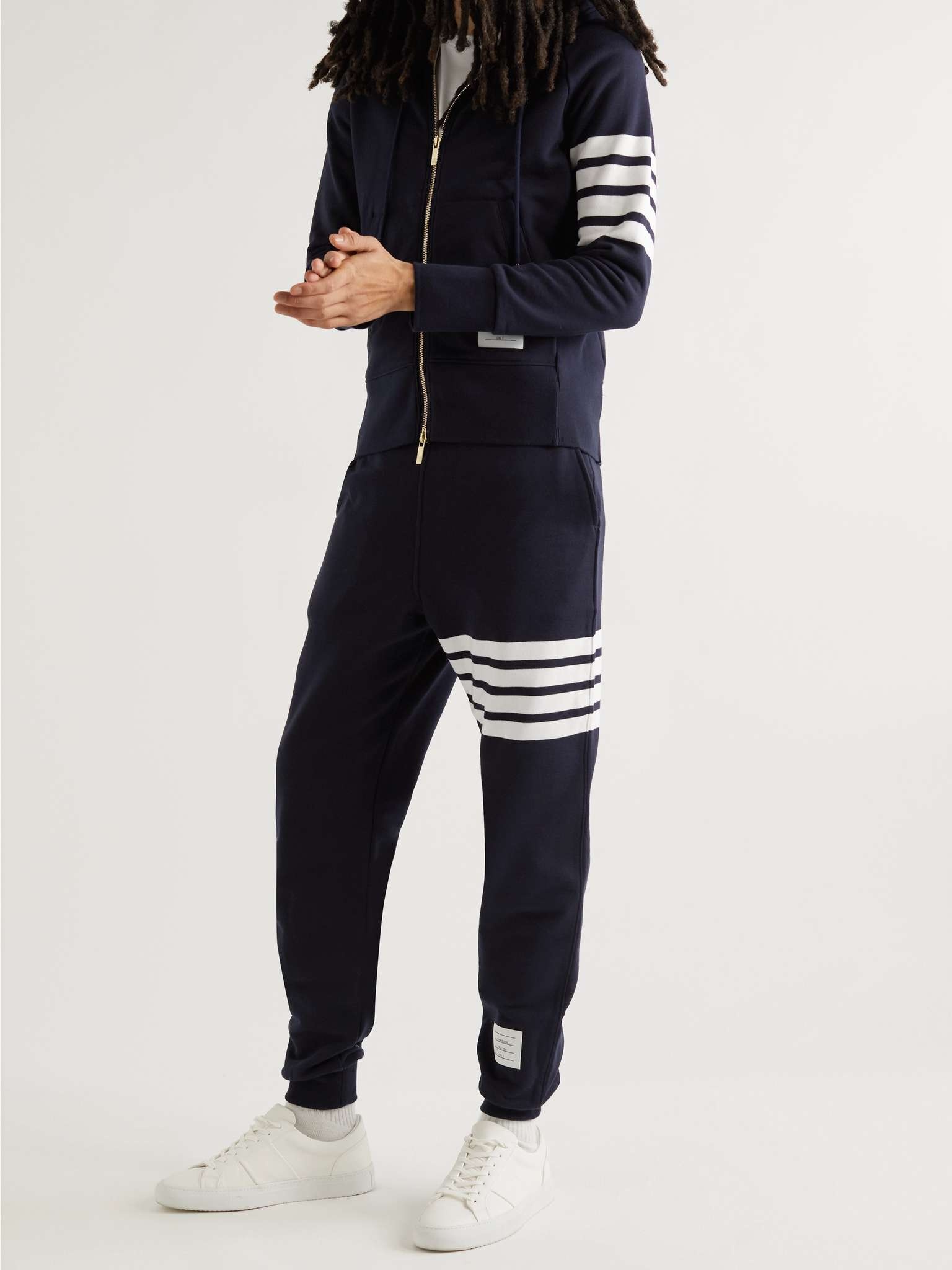 Tapered Striped Loopback Cotton-Jersey Sweatpants - 2