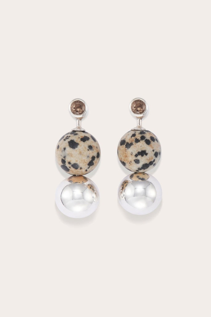 MARBLE & SPHERE EARRINGS SILVER - 1