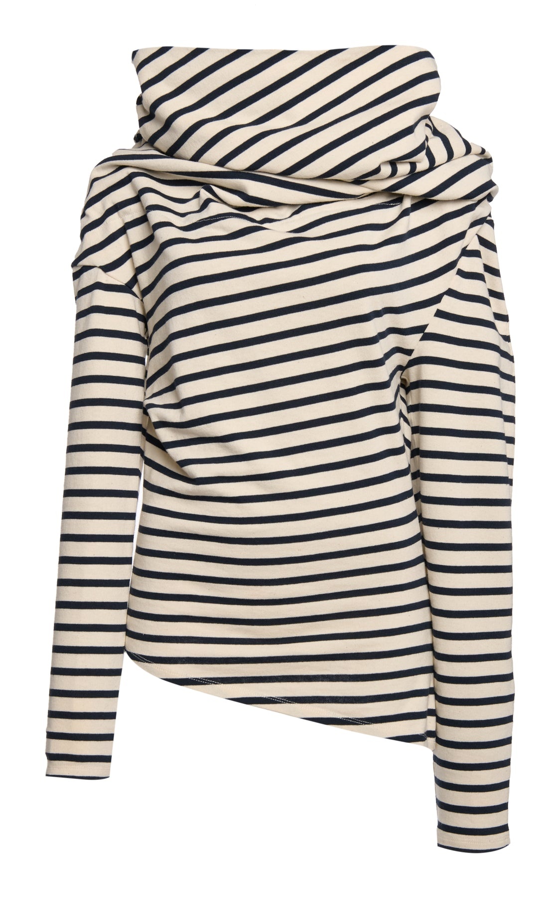 JERSEY COWL NECK DRAPED TOP STRIPE - 11