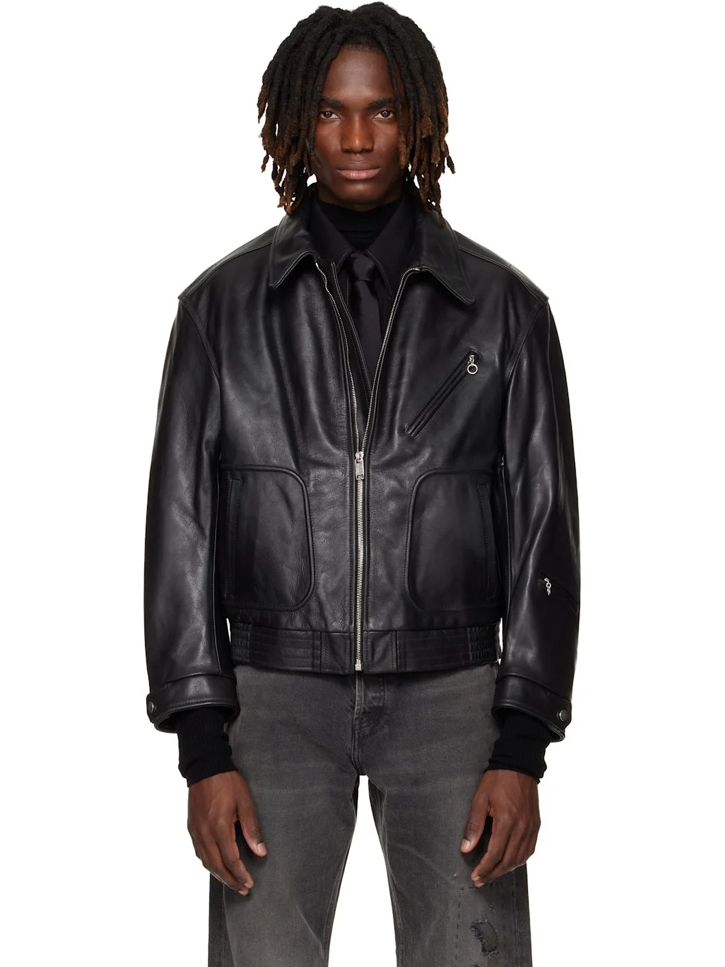 Black 'Combattimento' Leather Jacket - 1