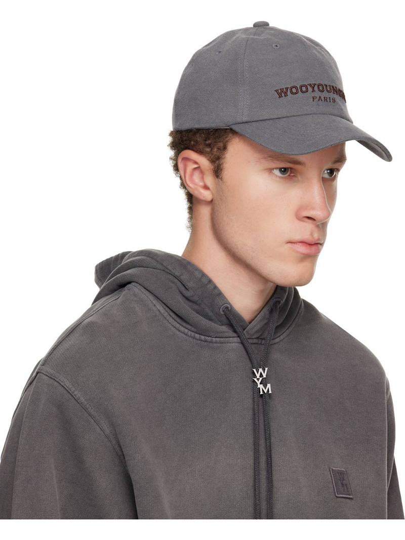 Wooyoungmi Gray Dyed Oxford Ball Cap outlook