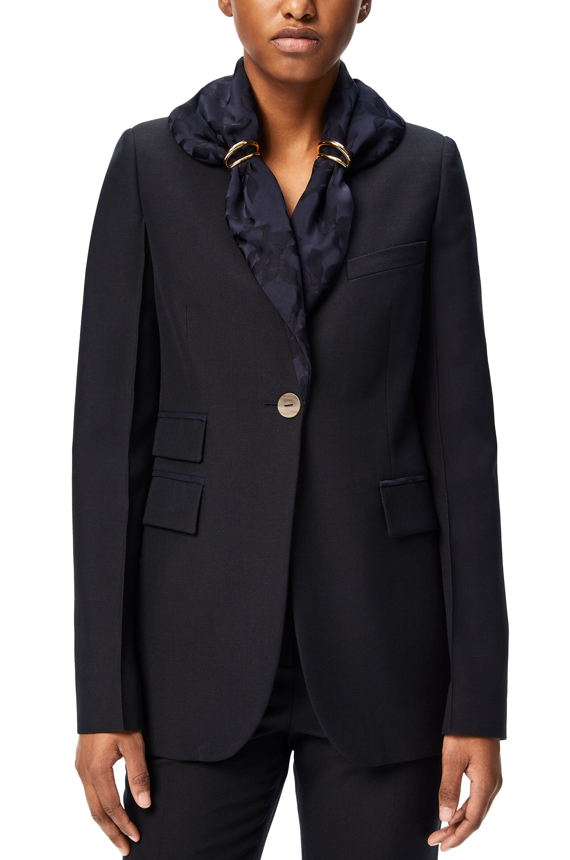 Jacquard shawl collar jacket in wool and viscose - 5