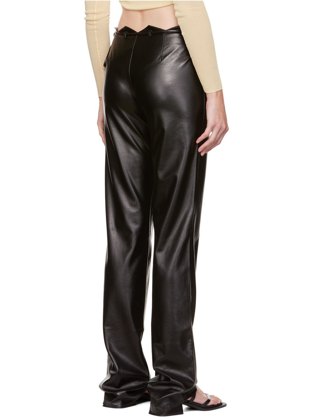 Black Lavalle Faux-Leather Pants - 3