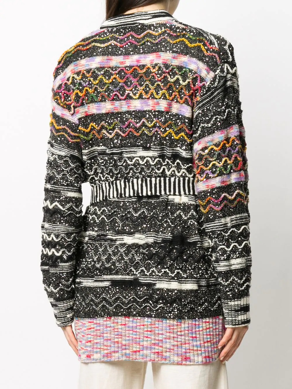 graphic mixed print cardigan - 4