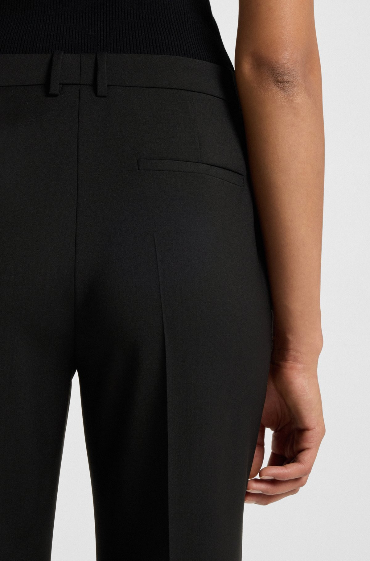 REGULAR-FIT TAPERED-LEG PANTS IN CHECKERED VIRGIN WOOL - 5