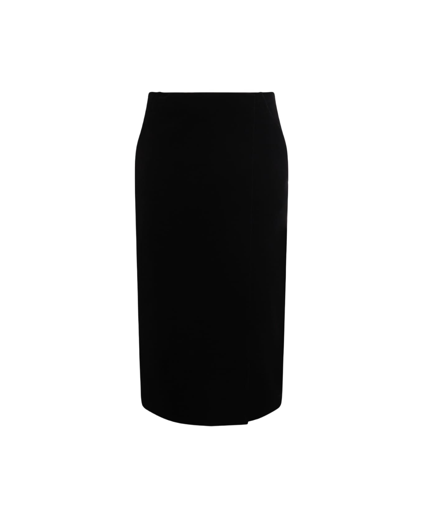 Black Cotton Midi Skirt - 1