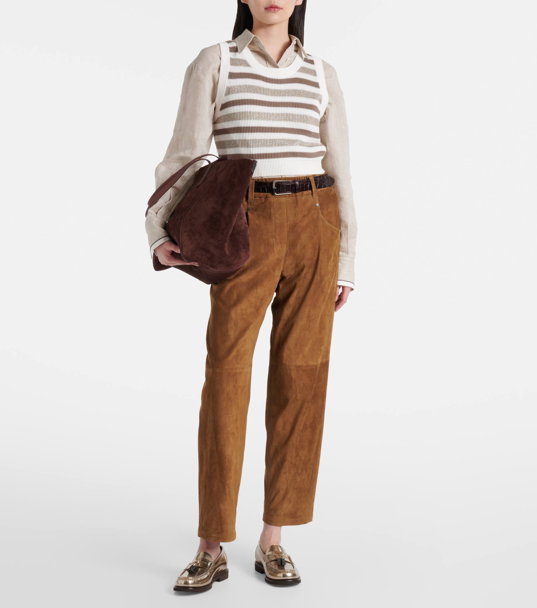 Suede straight pants - 2