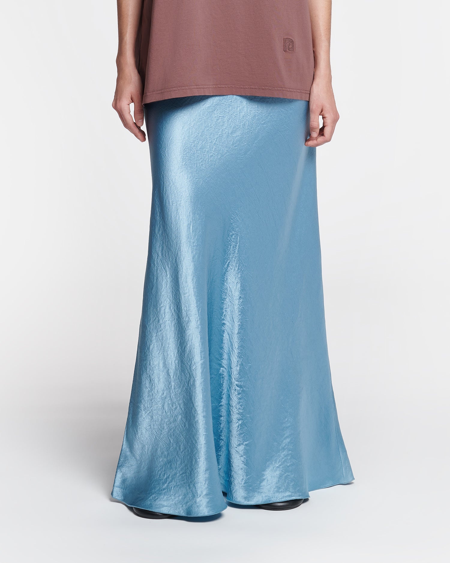 Crinkled-Satin Midi Skirt - 3