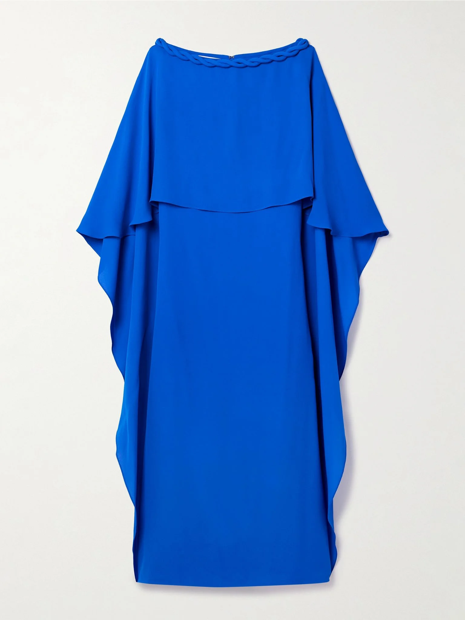 Cape-effect silk-georgette midi dress Bright blue - 1