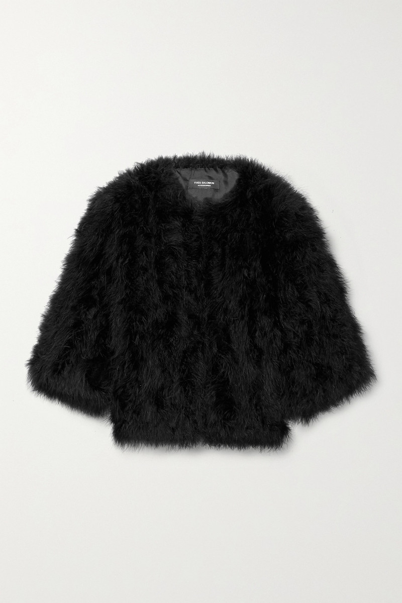 Cropped feathered satin jacket - 1