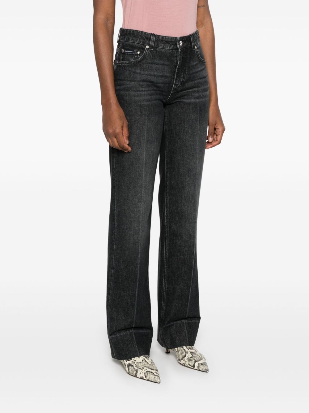 pressed-crease straight-leg jeans - 3