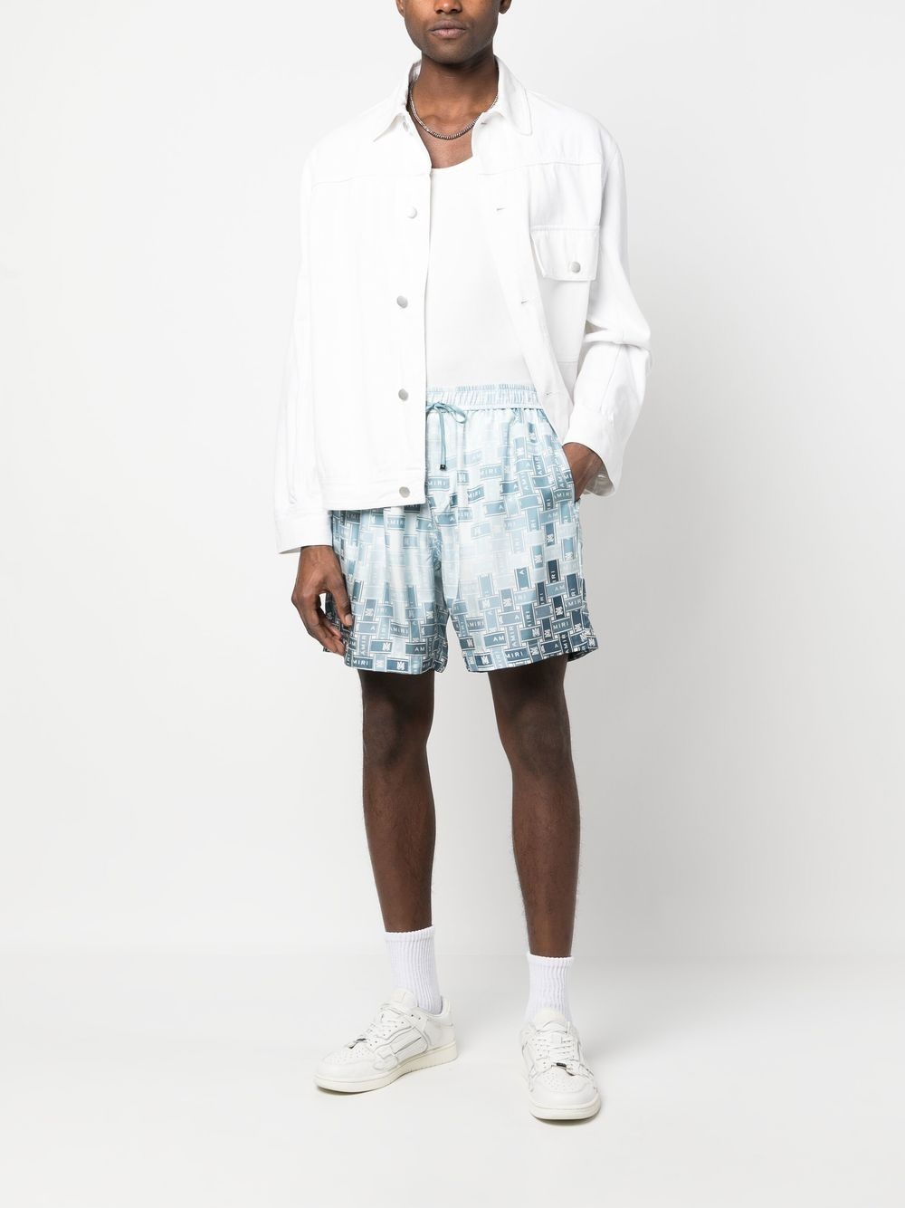 pattern-logo-printed silk shorts - 2