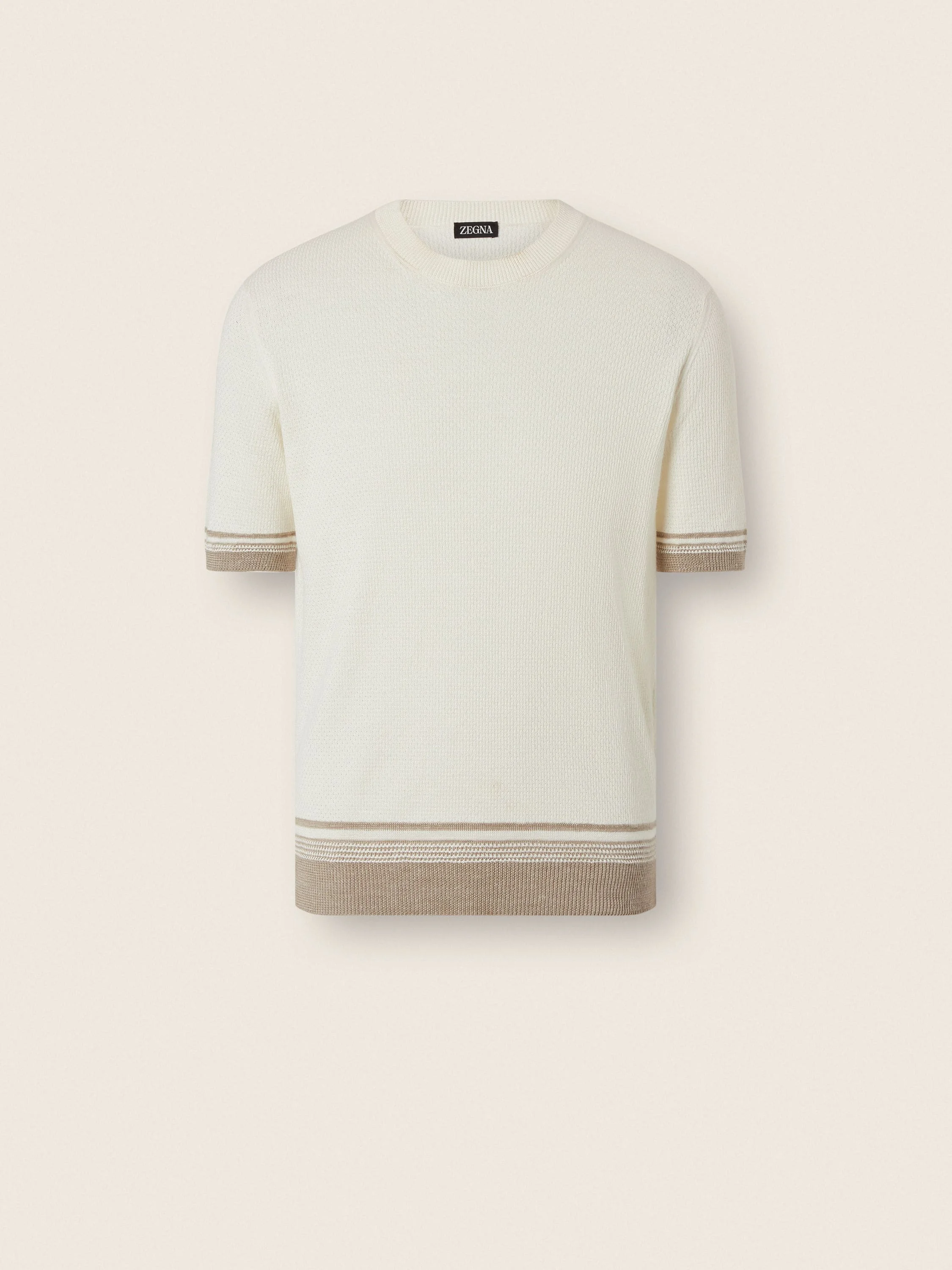 WHITE SILK LINEN AND CASHMERE CREWNECK - 1