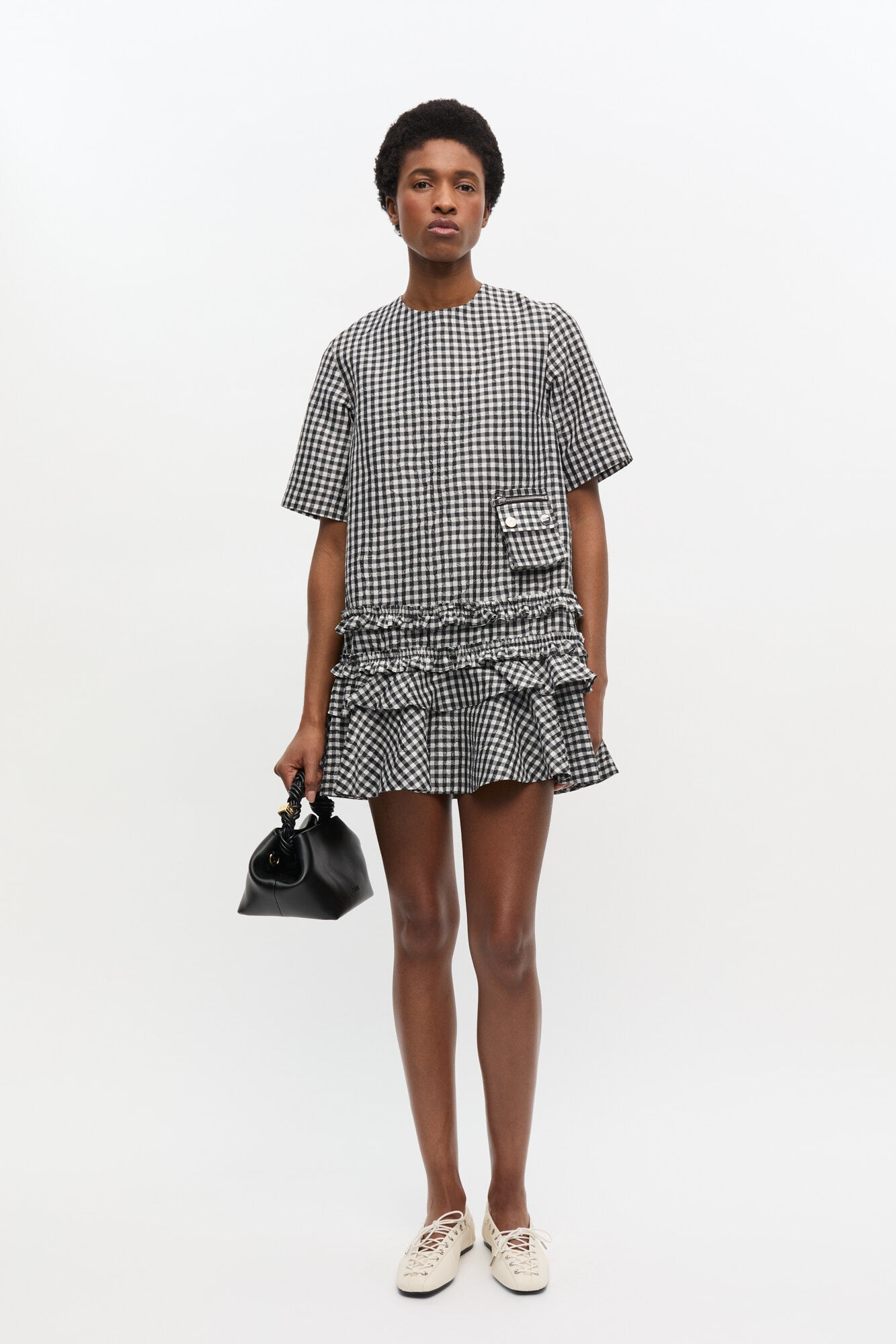 CRINKLED CHECK MINI DRESS - 2