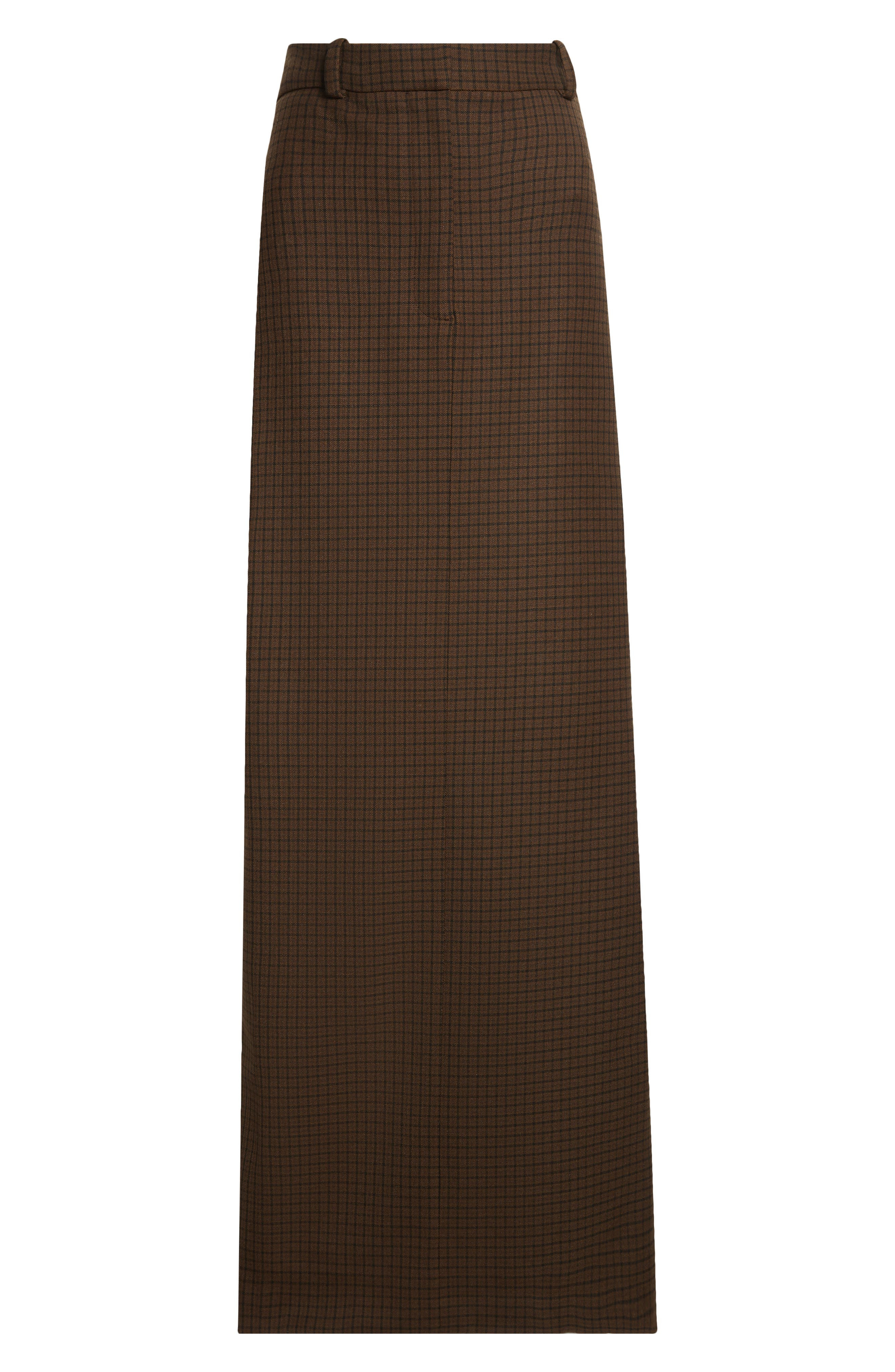 Acne Studios Inashy Check Stretch Wool Pencil Skirt in Multi Brown at Nordstrom - 5