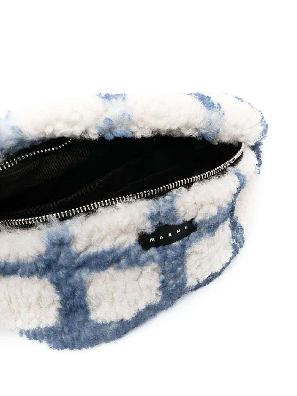 check-pattern shearling belt bag - 5