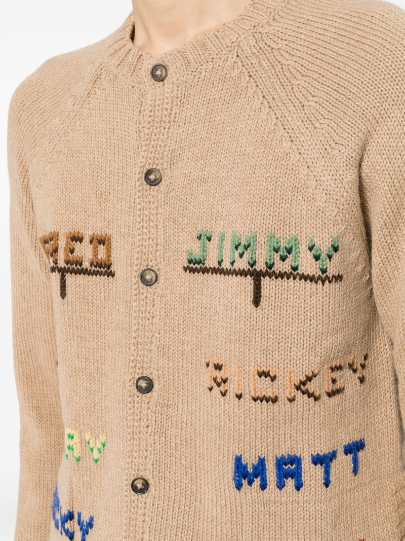 patterned-intarsia crew-neck cardigan 5