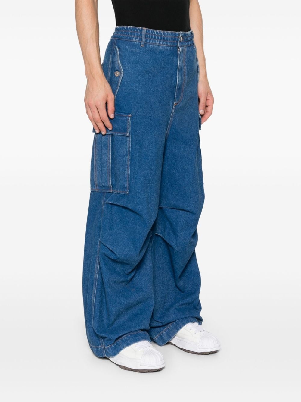 logo-patch cargo jeans - 3