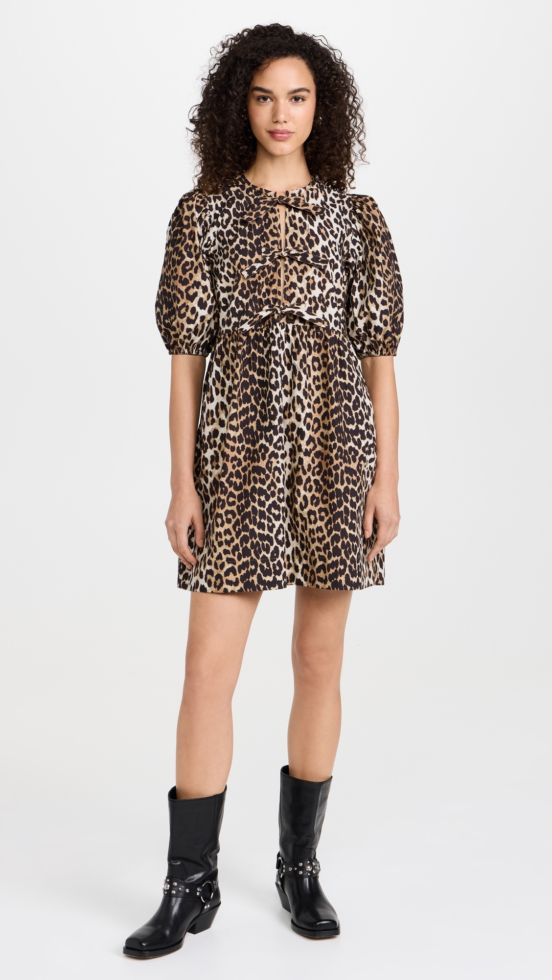 Cotton Poplin Tie String Mini Dress - 5