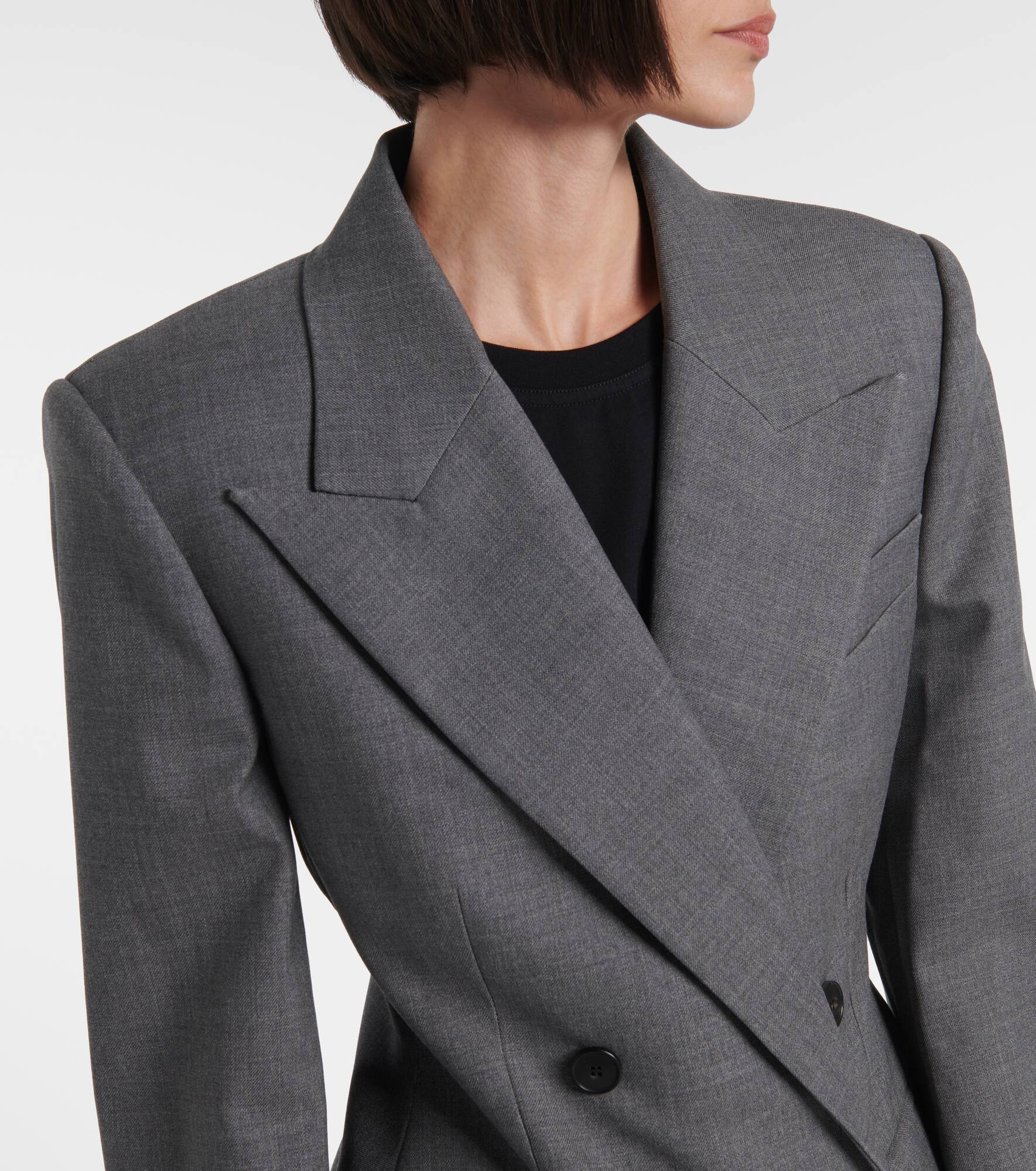 Double-breasted wool tuxedo jacket - 4