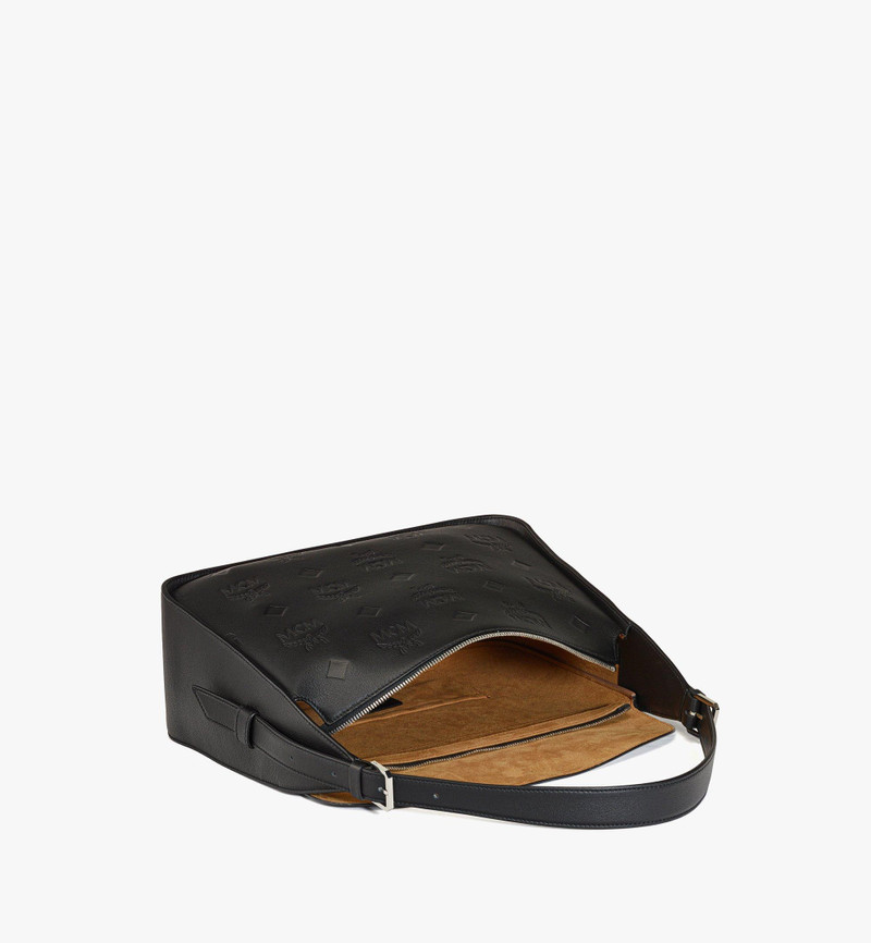 Aren Flap Hobo Bag in Embossed Monogram Leather 3