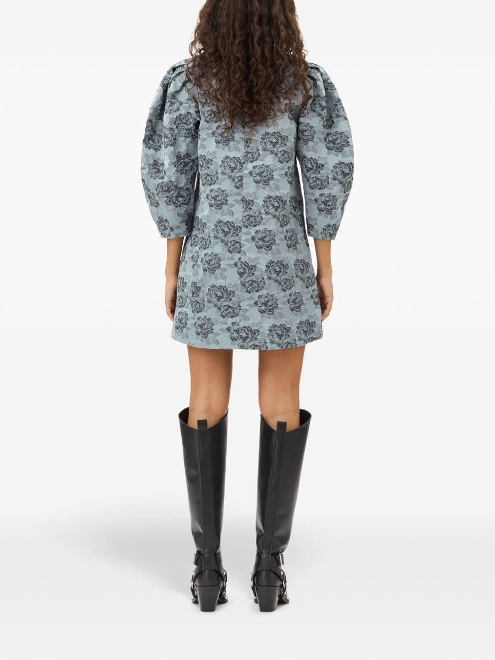 patterned-jacquard mini dress - 4
