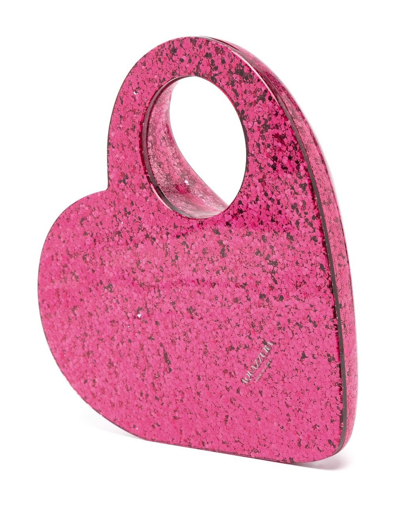 Heart glitter-embellished clutch bag 4