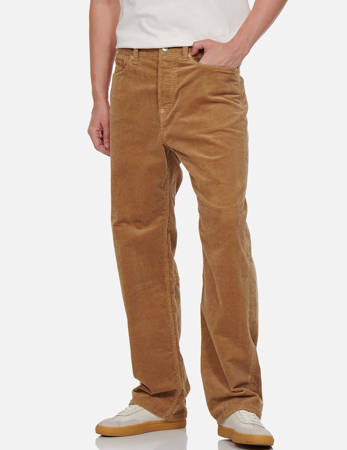 LOGO EMBROIDERED DROP-CROTCH CORDUROY PANTS - 4