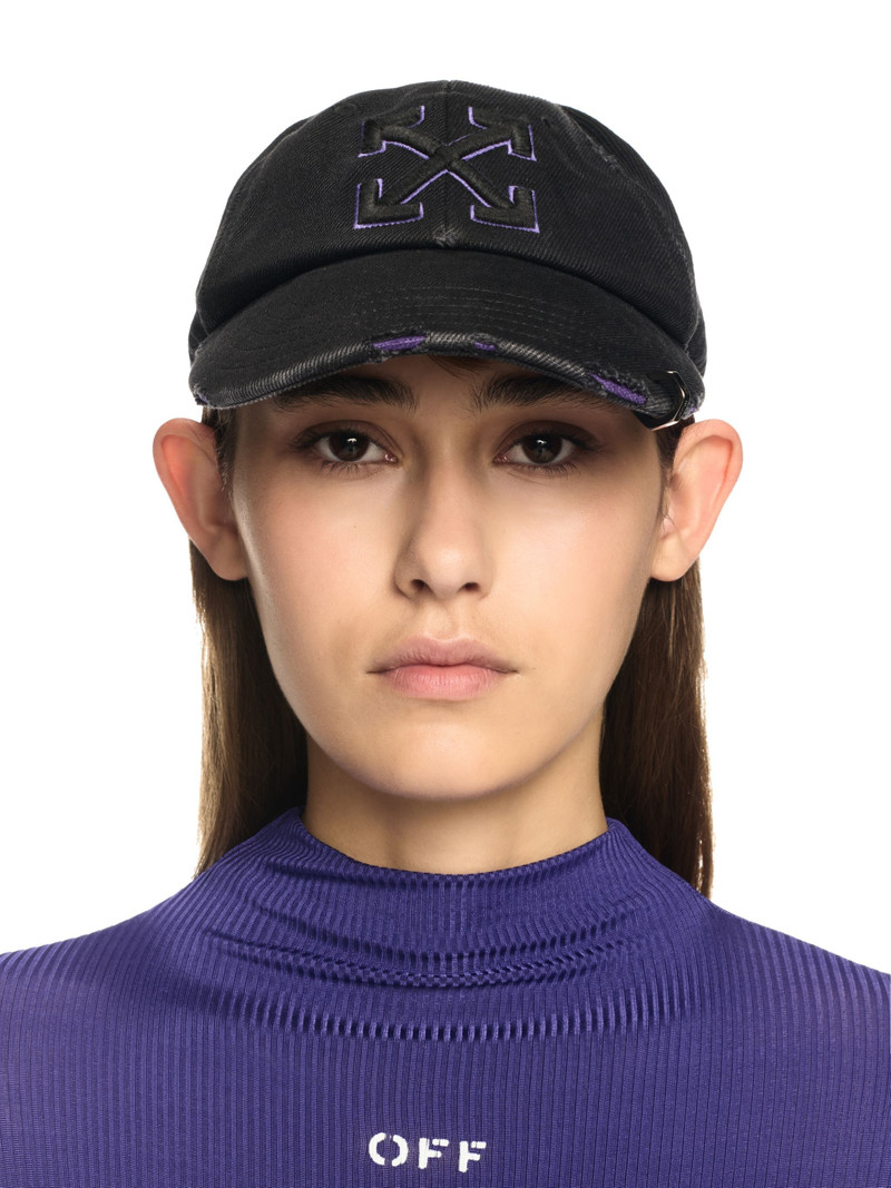 Off-White Black/purple Distressed Denim Baseball Cap outlook