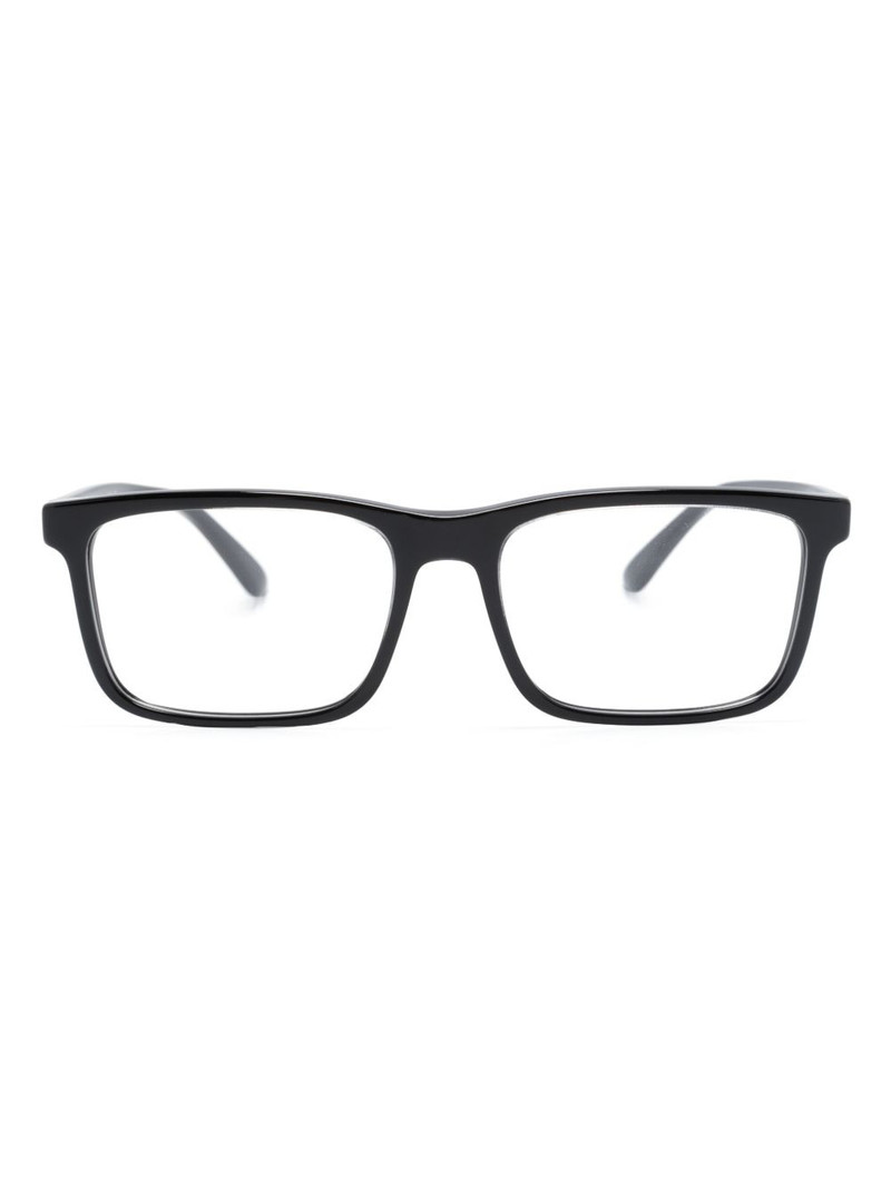 polished-effect rectangle-frame glasses 1