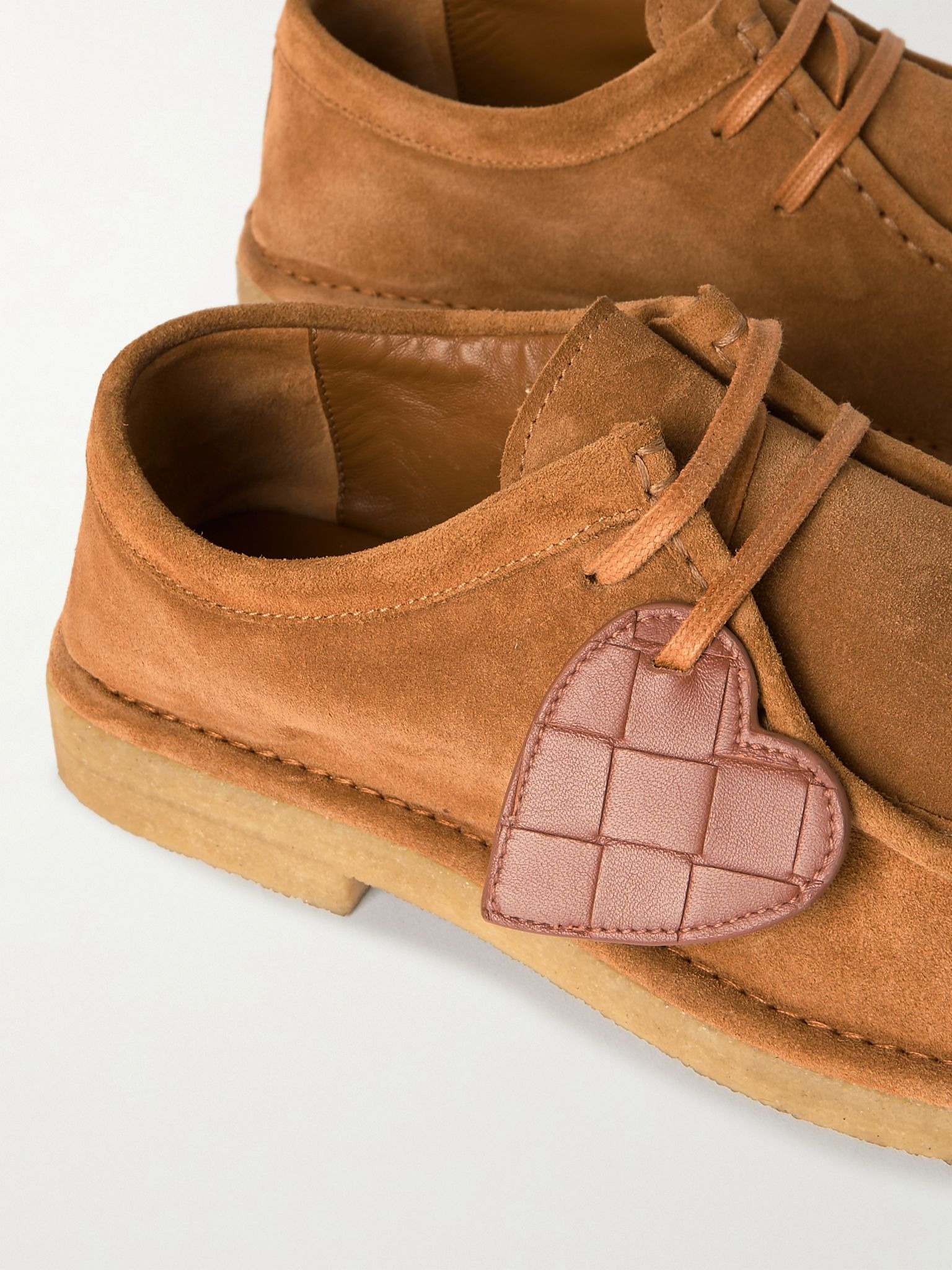 Intrecciato leather-trimmed suede loafers Camel - 4