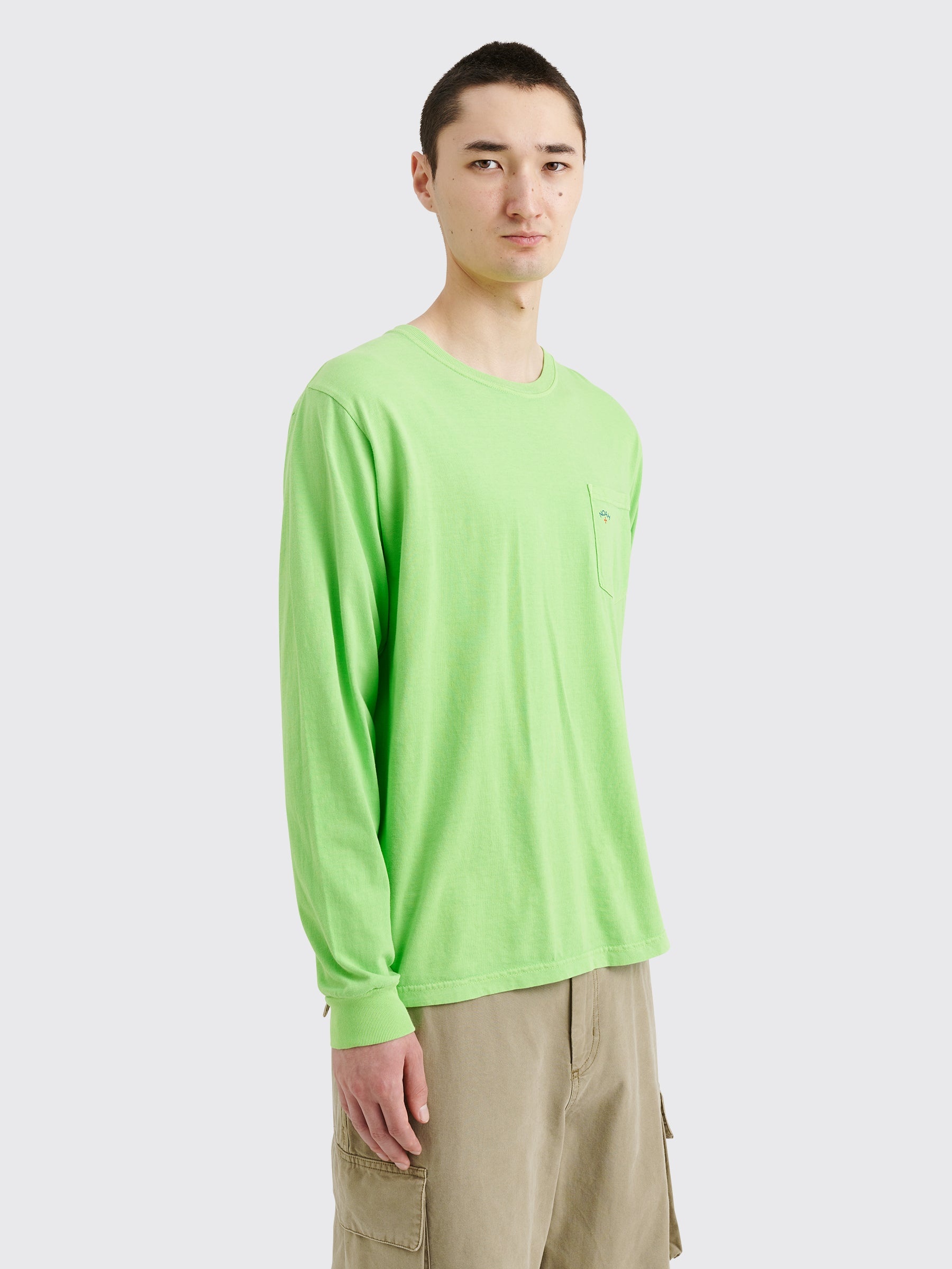 NOAH LONG SLEEVE CORE LOGO POCKET TEE JASMINE GREEN - 4